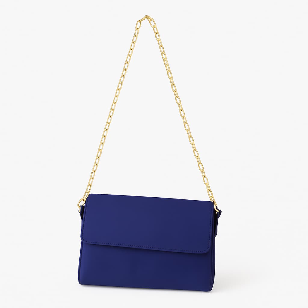 Bolsa Transversal de Ombro Azul com alça de Corrente