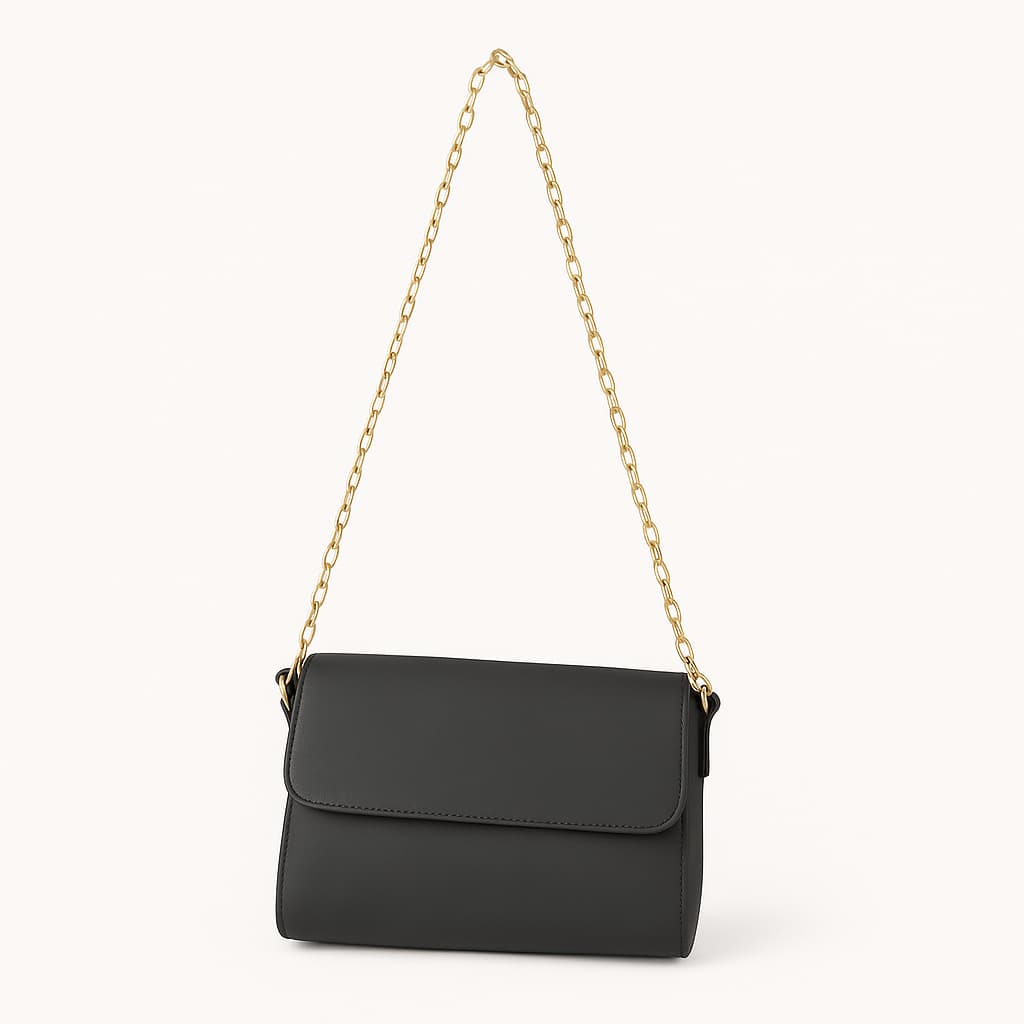 Bolsa Transversal de Ombro Cinza com alça de Corrente
