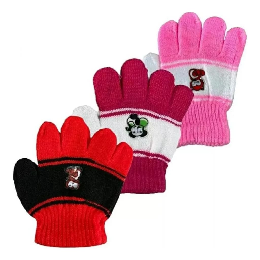 Kit 3 Pares De Luva De Frio Inverno Infantil Lã Para Menimo Ou Menina Bebê PP P M e G