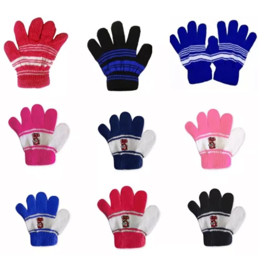 12 Kit Pares De Luva De Frio Inverno Infantil Lã Para Menimo Ou Menina Bebê PP P M e G