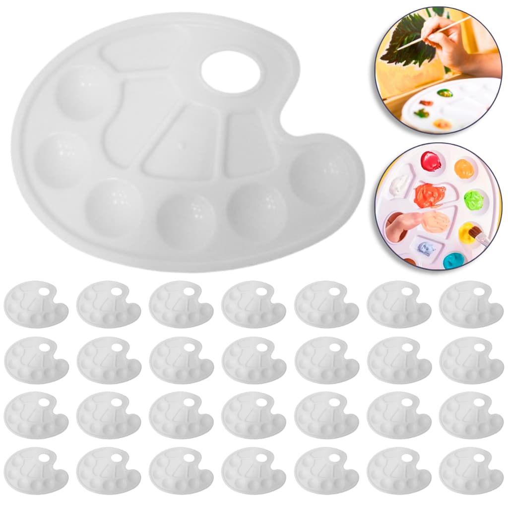 Kit 30 Bandejas Paleta Godê Para Pinturas Tinta Aquarela Escolar Artesanato