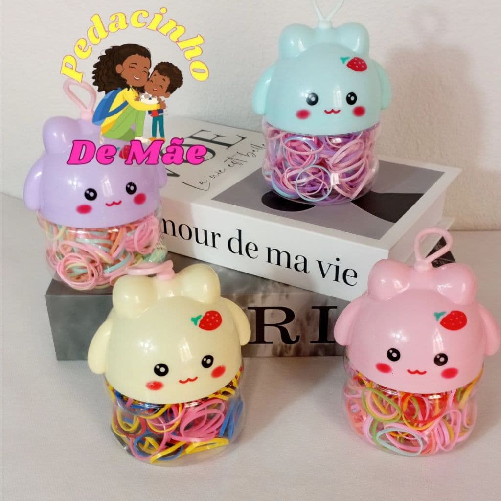 Kit 180 Unidades Elásticos De Silicone Coloridos Para Cabelo Infantil tema Usinho