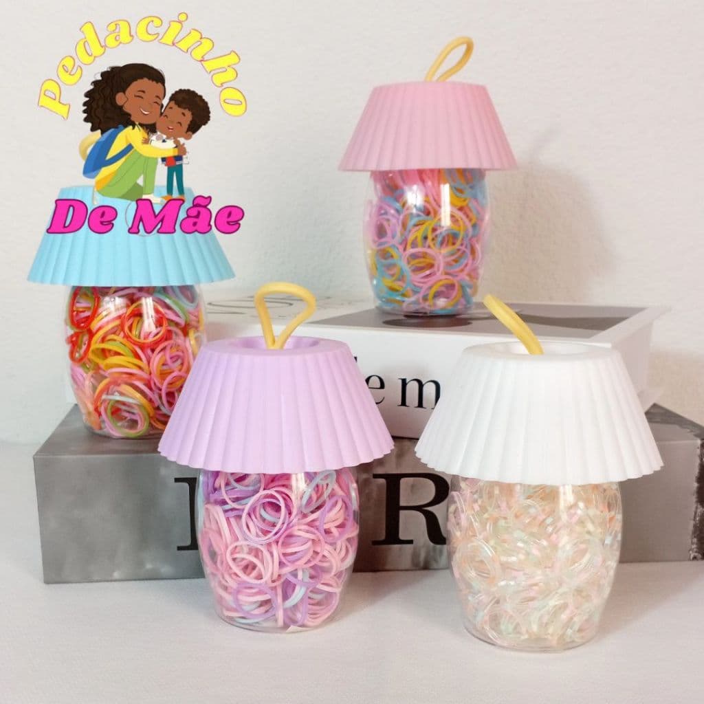 Kit 280 Unidades Elásticos De Silicone Coloridos Para Cabelo Infantil tema Abajur