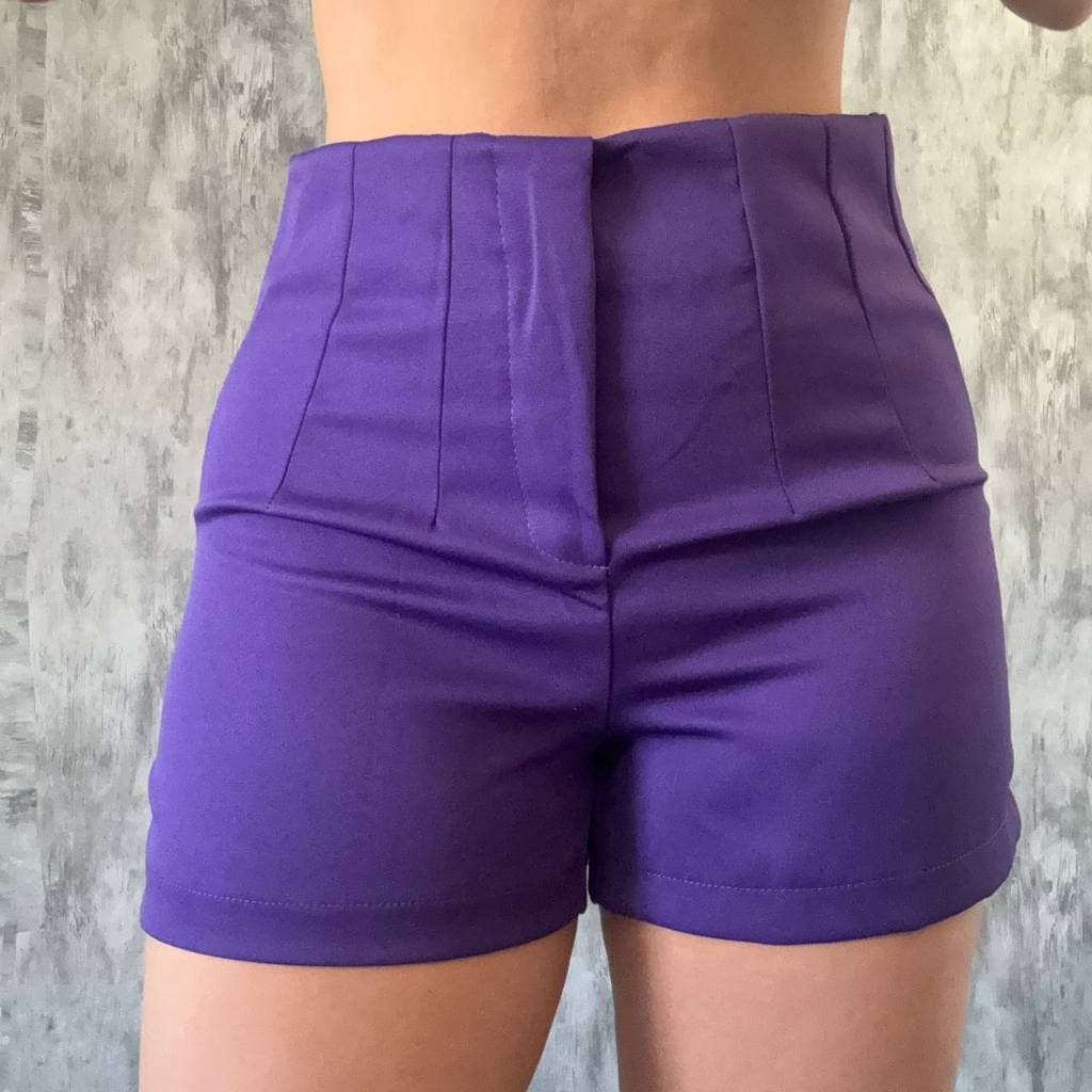 shorts feminino alfaiataria acinturado super conforto