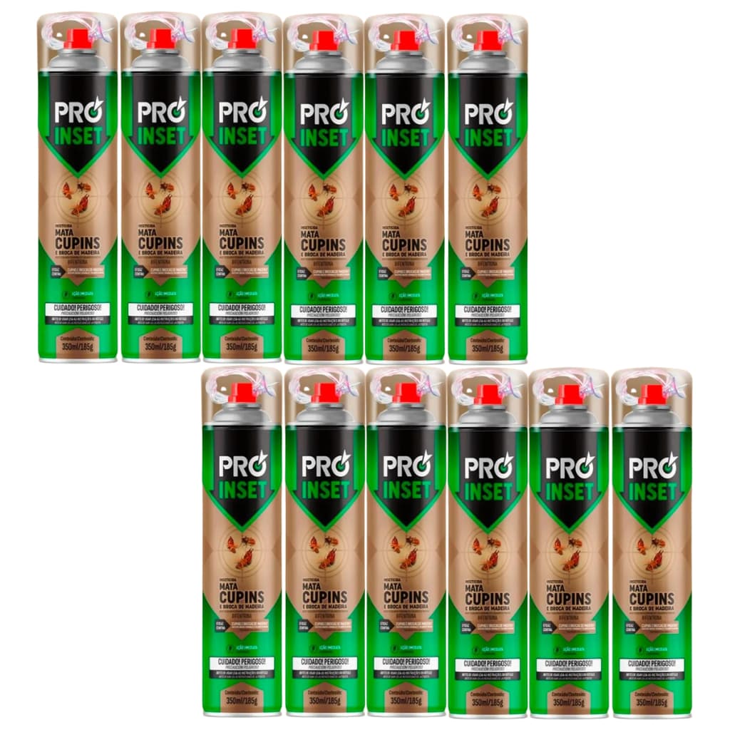 Kit 12 Unidades Inseticida Mata Cupins Pro Inset 350ml Com Aplicador