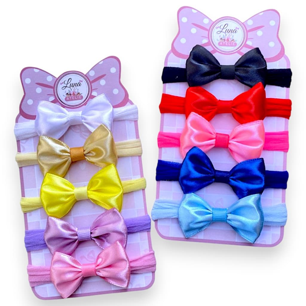 Kit 10 Mini laços Lacinhos de bebê Tiarinha Faixinha infantil Rn Cetim laços de cabelo