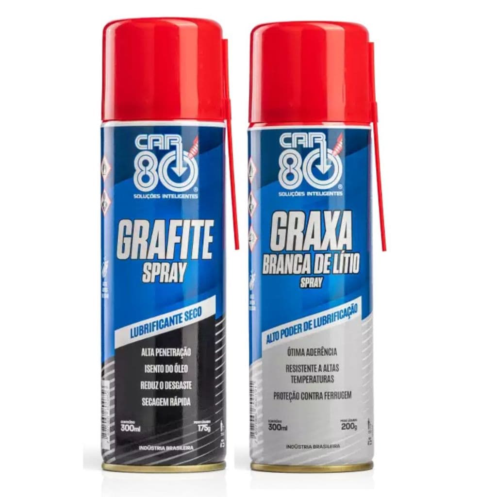 Kit Grafite E Graxa Branca De Lítio Spray Car80