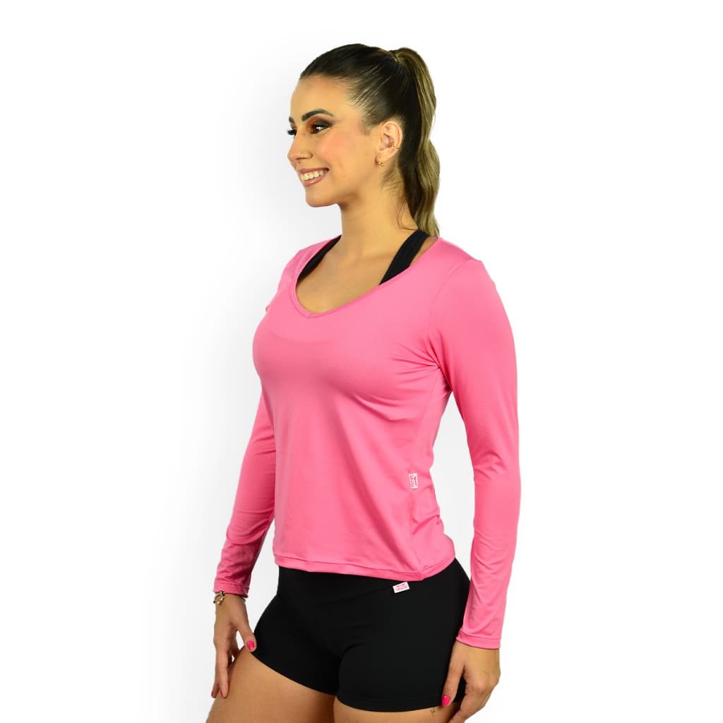 Blusa Manga Longa Feminina Dry Fit Babylook Academia Segunda Pele Proteção Frio Praia