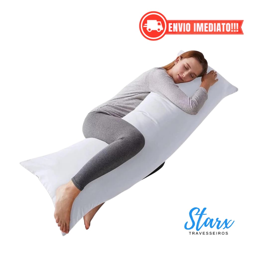 Travesseiro de Corpo Com Fronha de Zipper Antialérgico 1,30m x 40cm Extra Xuxão