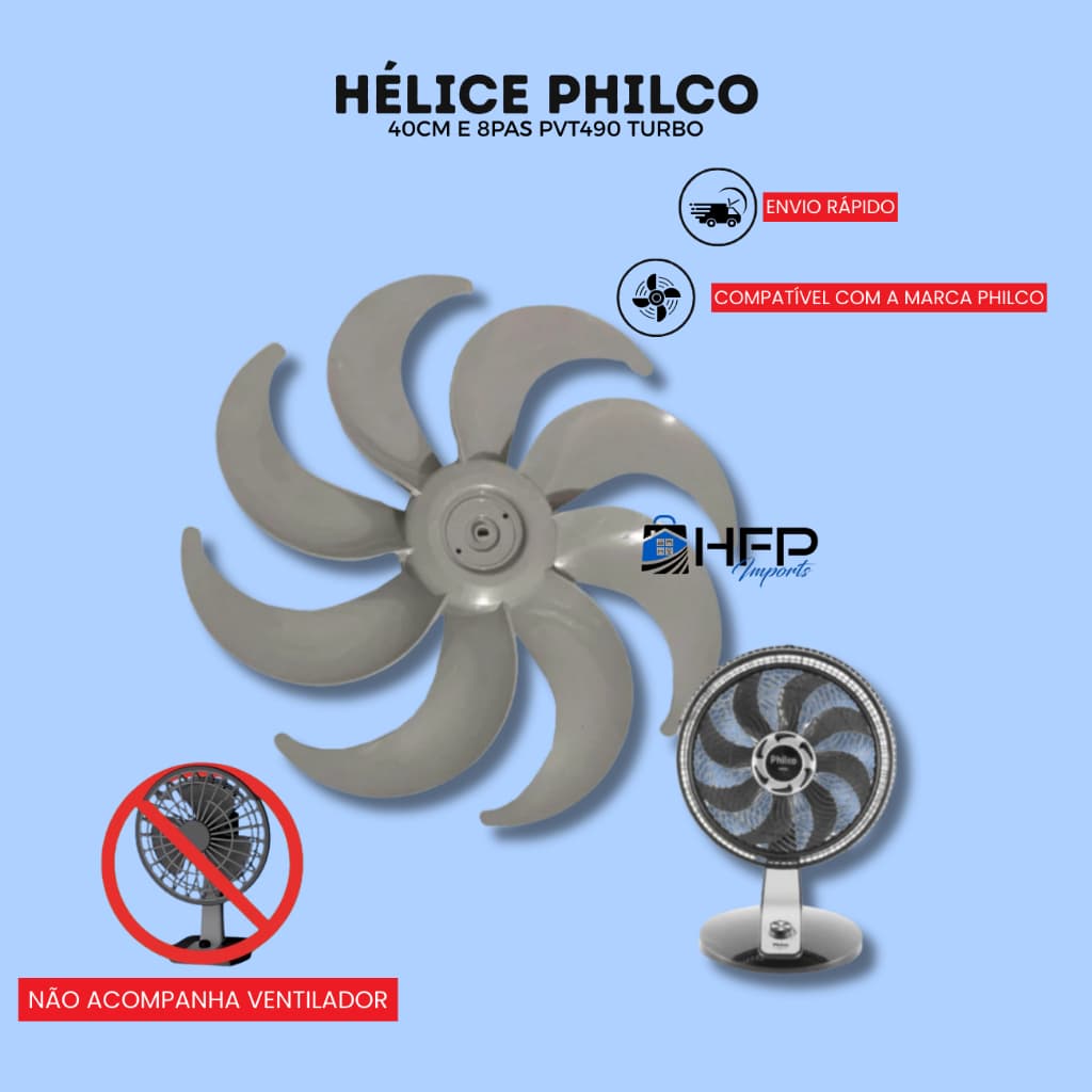 Hélice De Ventilador Philco Todos 40cm E 8pas Pvt490 Turbo