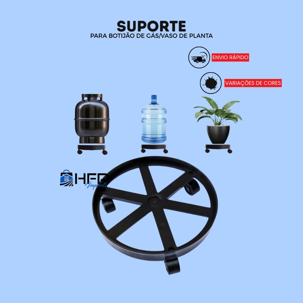 Suporte para vaso de planta e botijão de gás com rodinhas goratória