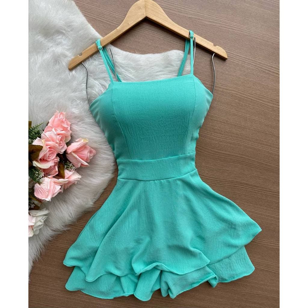 Vestido Macaquinho Feminino com Alça e Bojo – Shortinho interno Soltinho e Confortável