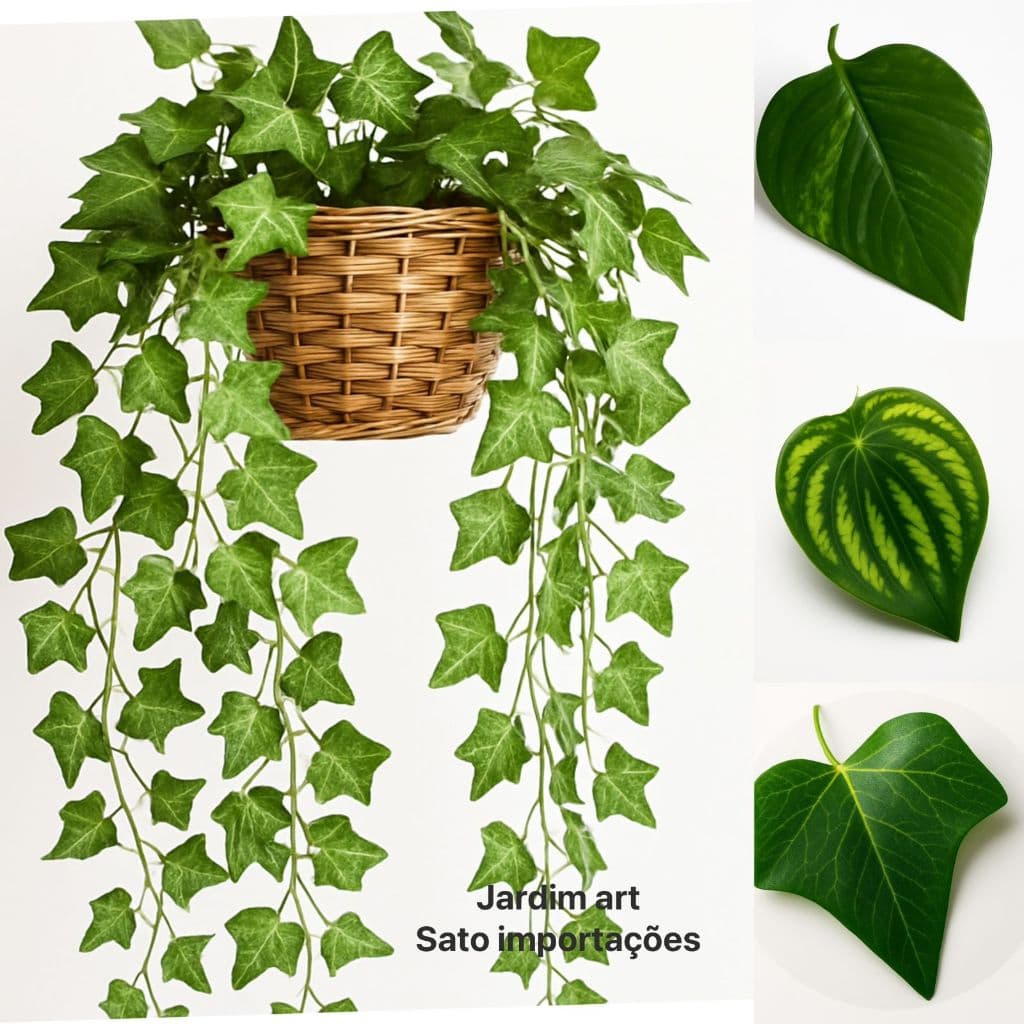 Arranjo Hera Semelhante A Natural Artificial Pendente Planta Caída + Vaso Trançado Fibra Sintética 1M