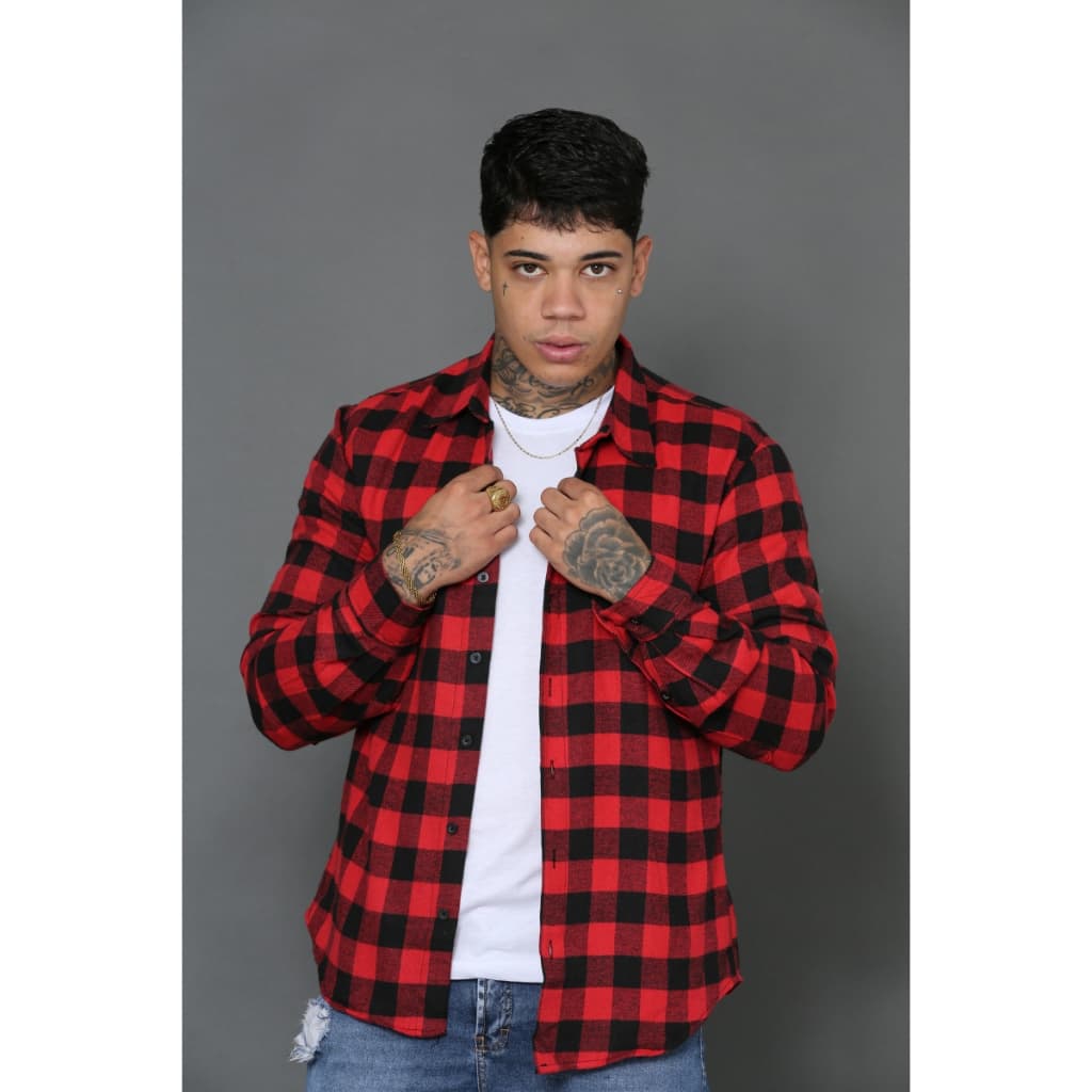 Camisa Xadrez Masculina Flanela Manga Longa Festa Junina Lenhador Cowboy Country Inverno
