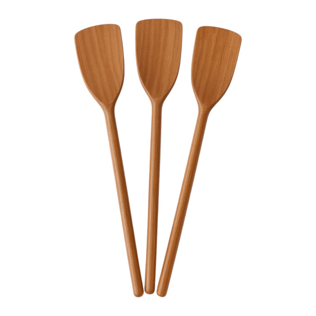 Kit 3 Colher Pá Espátula em Madeira – Perfeito para Cozinhar, Servir e Decorar sua Cozinha