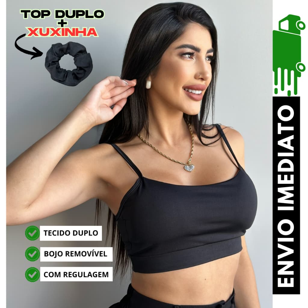 Top Academia Feminino Duplo Com Bojo Removível E Regulagem Top fitness Envio Rápido