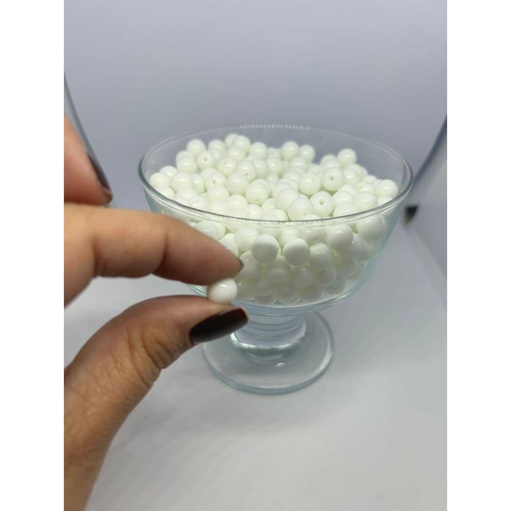 Contas de Louça Branca 8mm Umbanda Candomblé - 200 UNIDADES COM FIRMA BRANCA