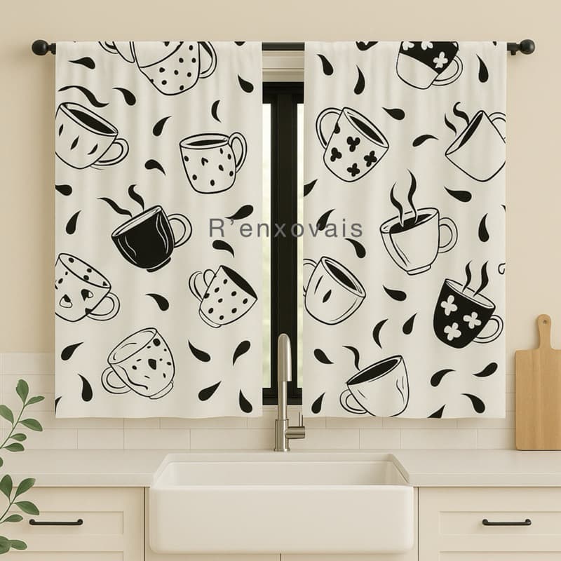 Cortina Estampada Oxford Frufru Cozinha 2,00x1,30 Varão Passante