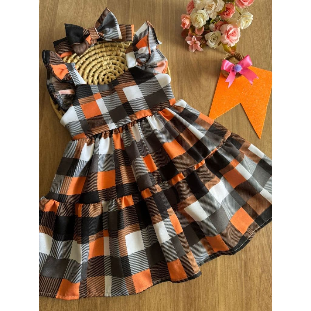 Vestido Infantil Menina infantil baby bebe rn festa sao joao junino Xadrez