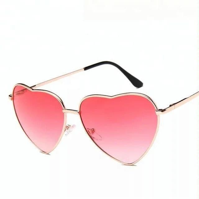 Óculos De Sol Moldura Coração Adulto Lolita Vintage Rosa Avermelhado Pink Estilo Moda Blogueira Mulher Feminina Feminino