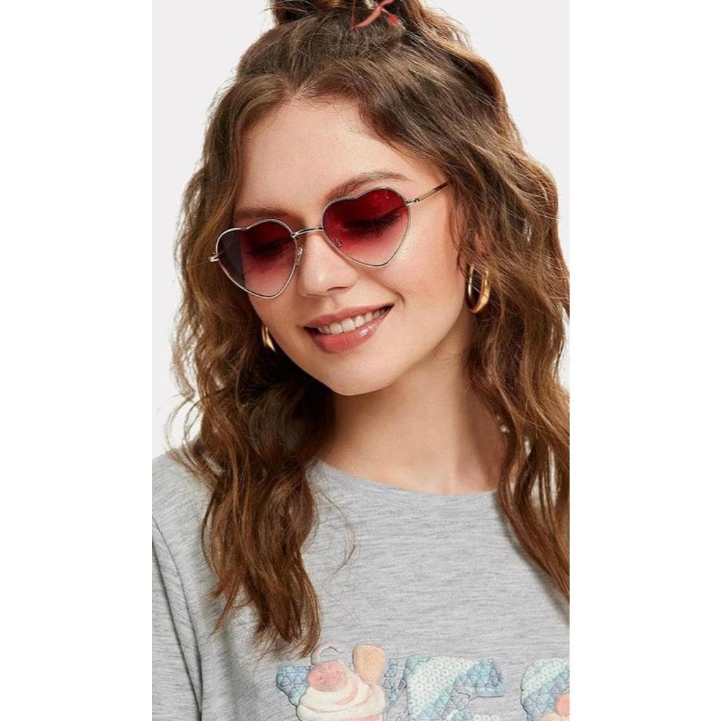 Óculos De Sol Coração Adulto Lolita Vintage Com Proteção Uv400 Rosa Coraçãozinho Retro Mulher Moderna Verão Tendência