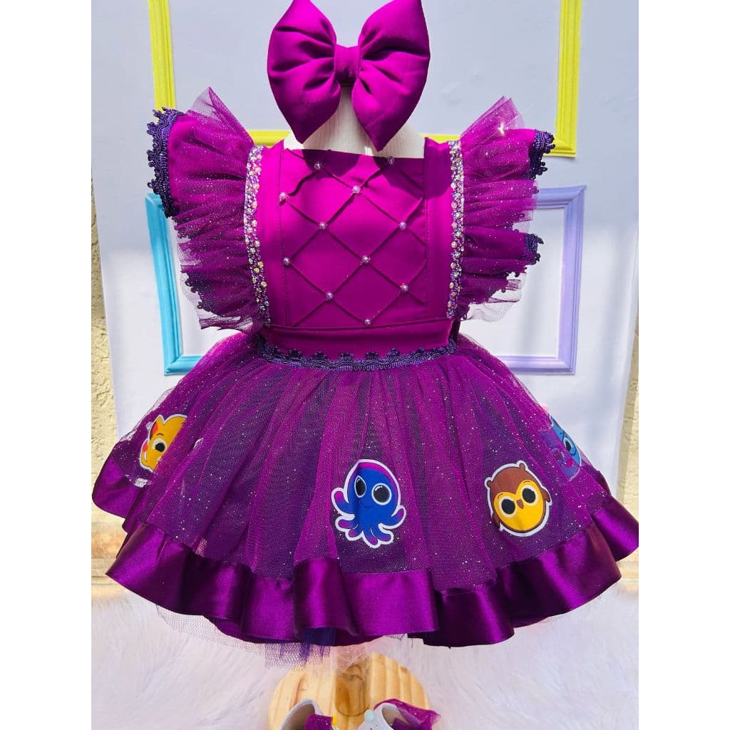 romper bolofofo salopete turma do bolofofo vestido menina