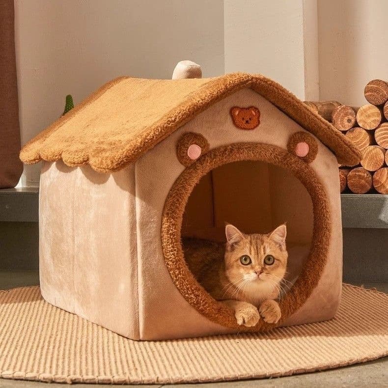 Cama Removível Lavável Quente E Peluda Para Cães Gatos