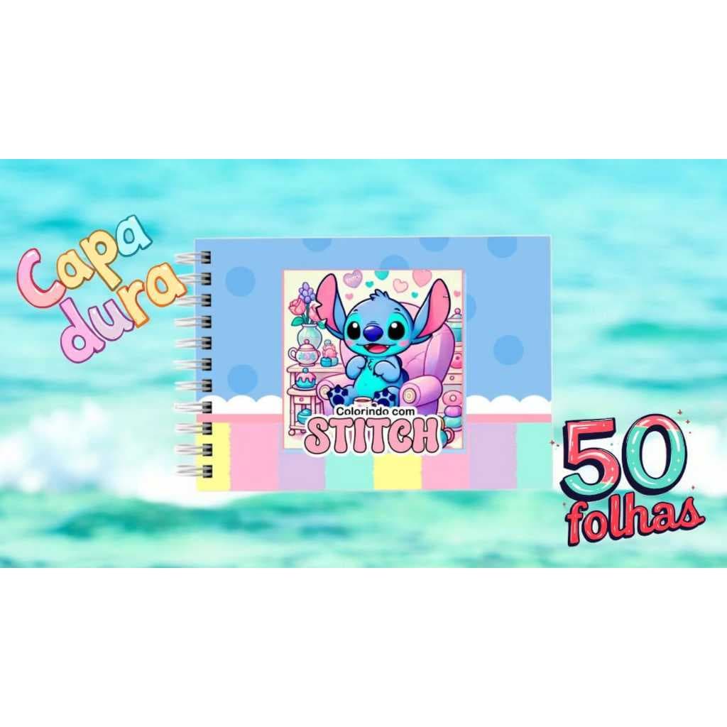 Livro de Colorir  Stitch 50 Folhas 120G Caderno de Desenho Pintura Coloring Book SEM PERSONALIZAÇÃO