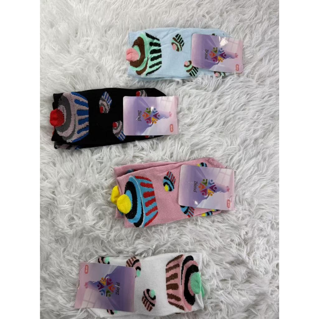 KitPares de  Sapatilha Feminina Estampada Meias