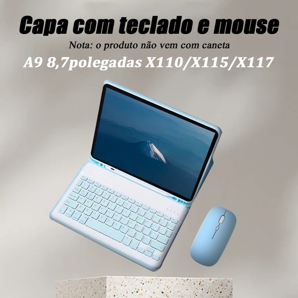 capa para tablet com teclado e mouse para Samsung Galaxy Tab A9 8,7polegadas X110/X115/X117