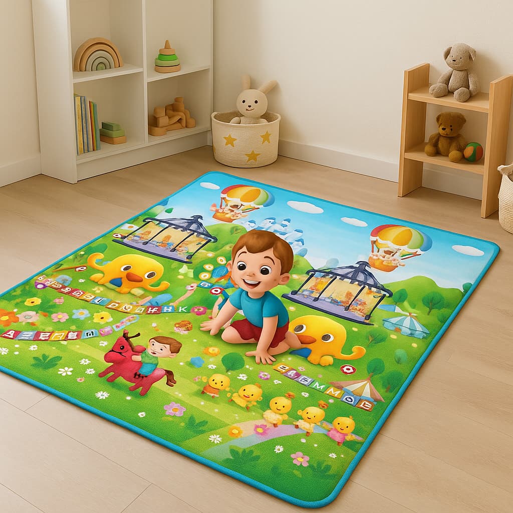 Tapete Atividades Infantil Bebe Estampas Educativo Tapetinho Lavável 1,80x1,20 ou 1,20x90