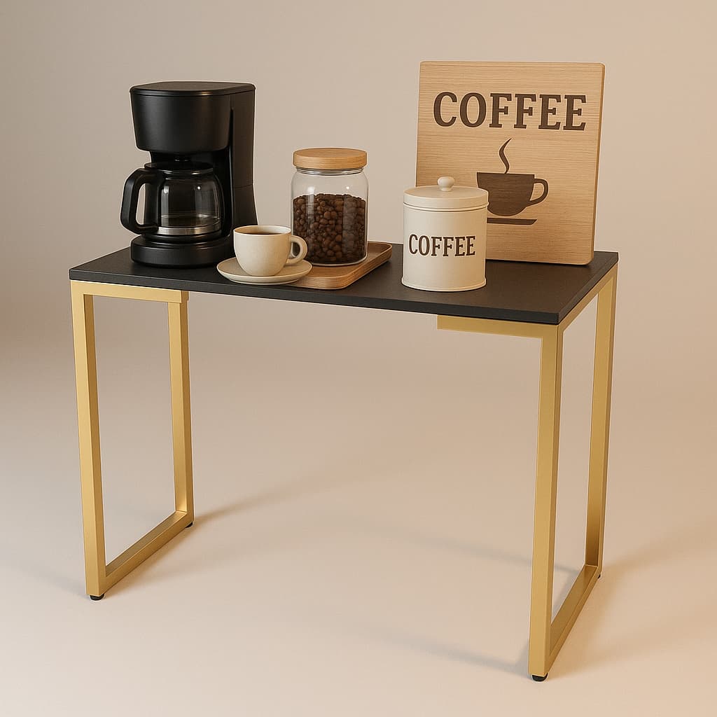 Aparador Buffet Cantinho do Café Mesa Industrial de Decoração Prateleira MDF Aço Sala Copa Recepção