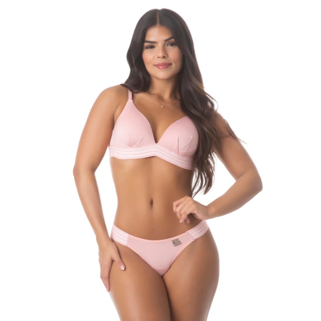 Kit 2 Conjuntos Calcinha Soutien com Bojo Top Flex Super Macio e Confortável