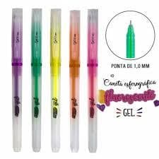 CanetaS Esferográfica Gel Fluorescente 1.0 Mm - 5 Cores Brw