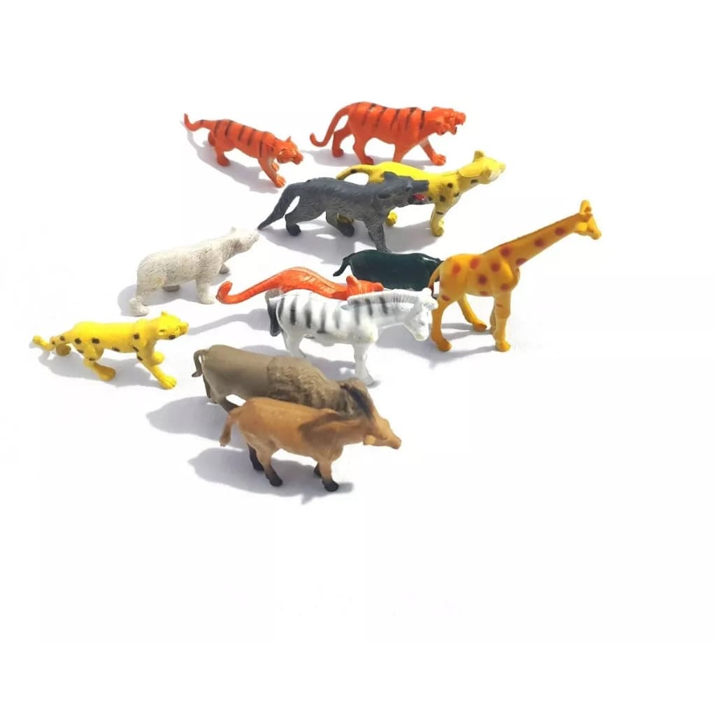 Brinquedo Kit Com 12 Mini Animais Da Selva