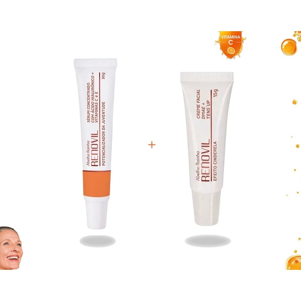 Kit Potencializador da Juventude - Sérum Concentrado Vitaminas C e E + Creme Facial Efeito Cinderela