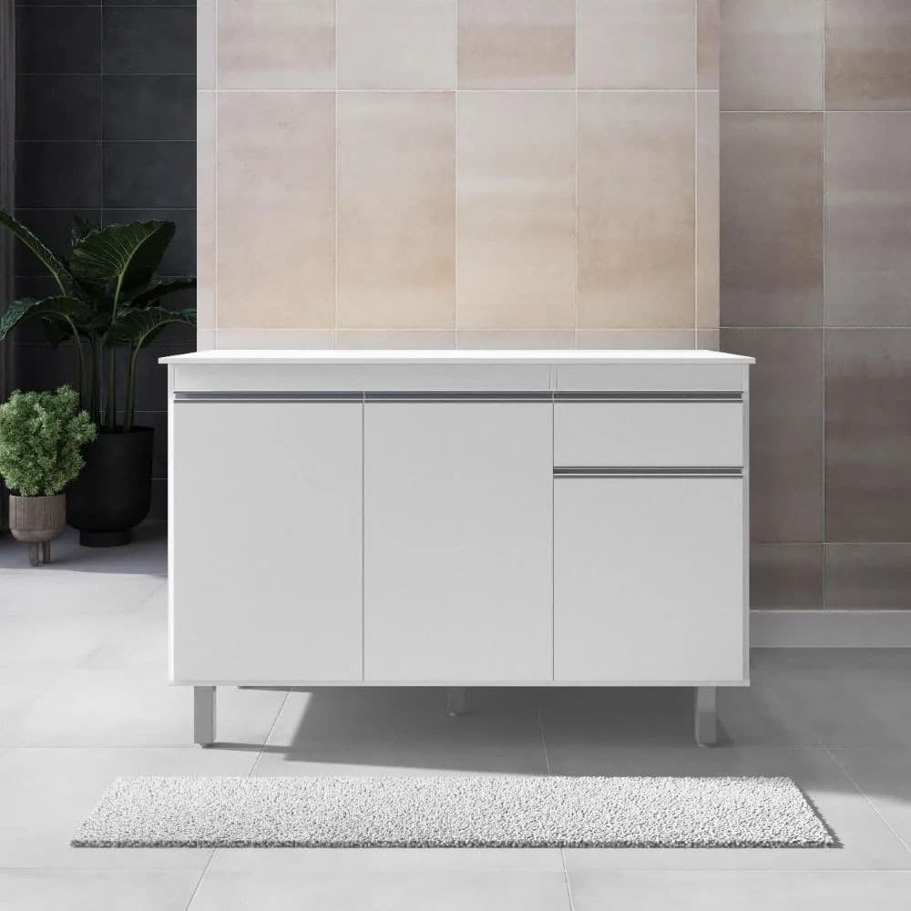 Balcão Gabinete de Pia sem Tampo 120cm 3 Portas Pop - SSX Multicoisas