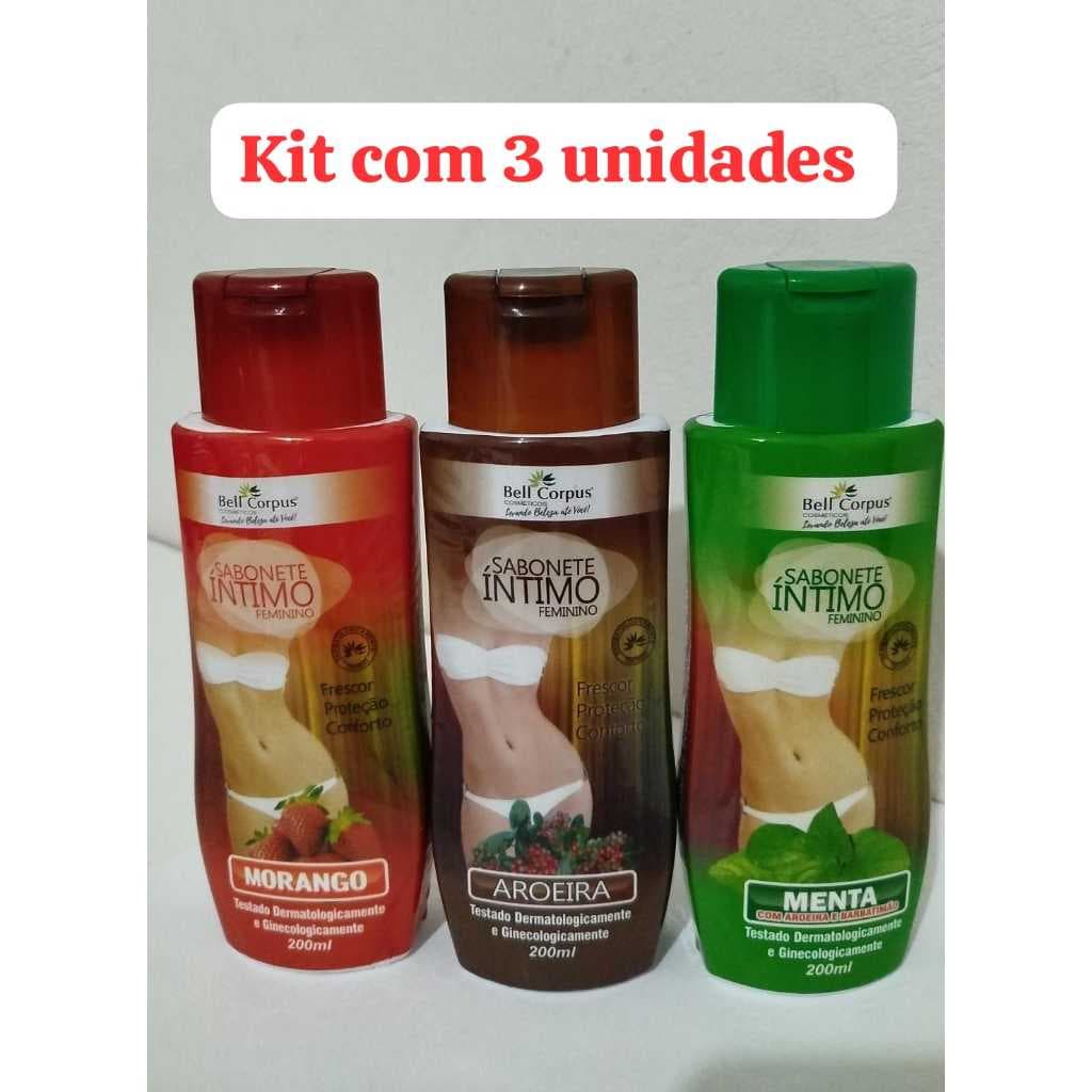 Kit com 3 unid Sabonete Íntimo Feminino Bell Corpus - 200 ml - fragancias á sua escolha