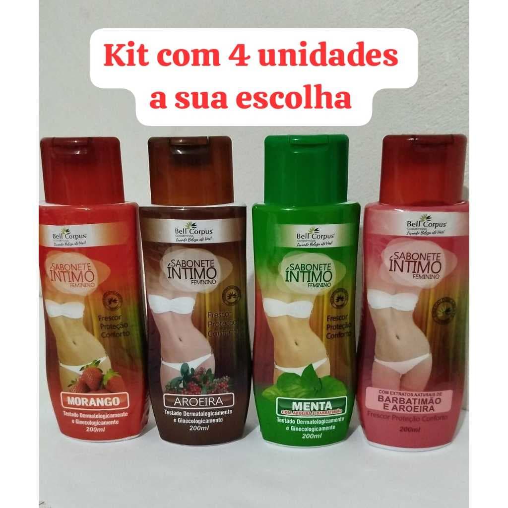 Kit com 4 unid Sabonete Íntimo Feminino Bell Corpus - 200 ml - fragancias á sua escolha
