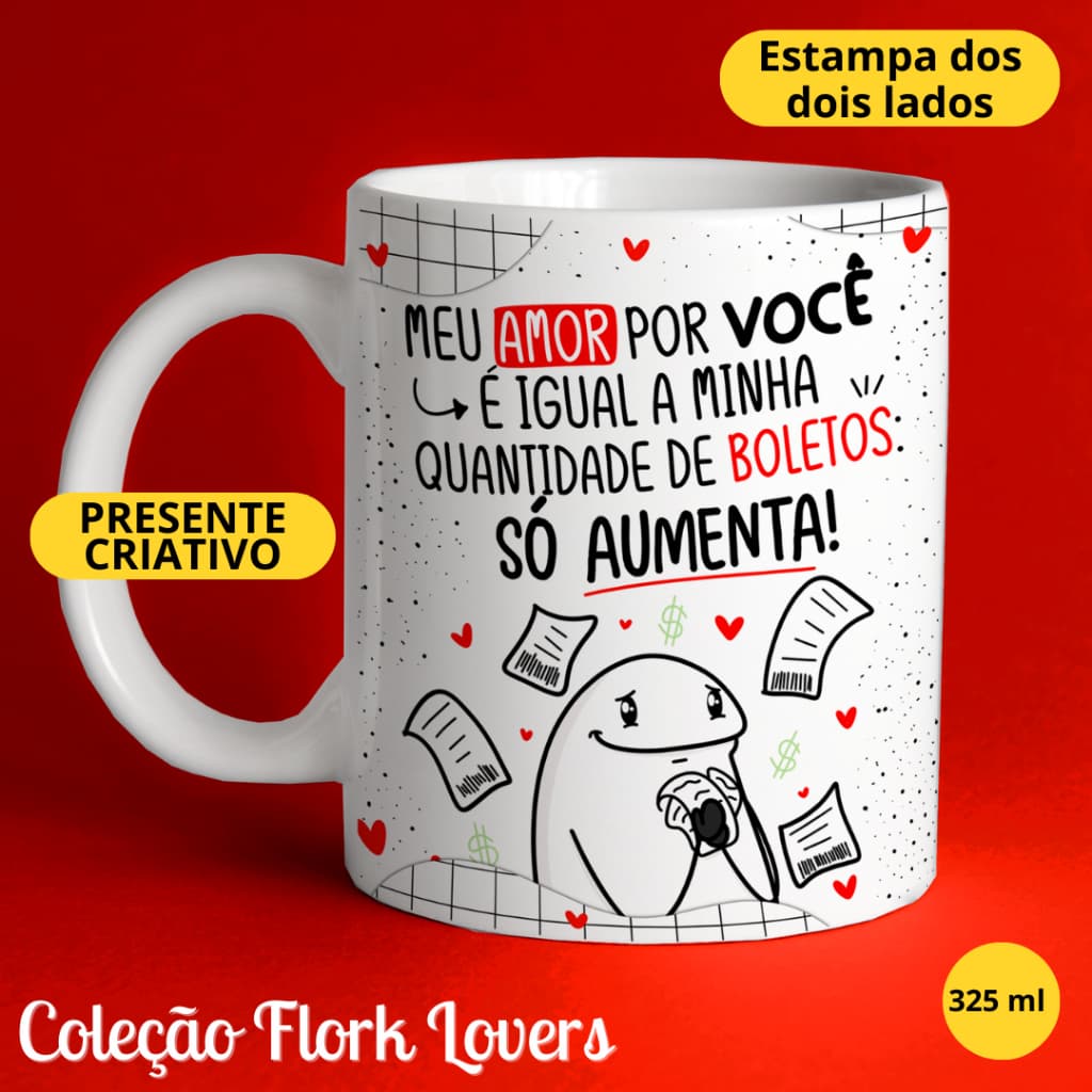 Caneca Flork Dia dos Namorados Personalizada - Presente Criativo e Divertido para Casal ou Namorado