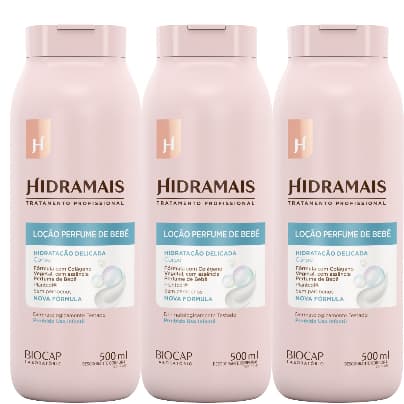 Kit 3 Creme Loção Hidratante Perfume de Bebê 500ml Hidramais