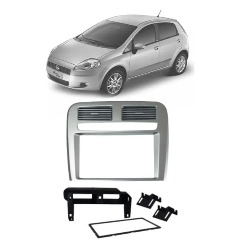 Moldura Som Multimídia 2 Din Fiat Punto 2008 Á 2012 Prata Ou Black Piano