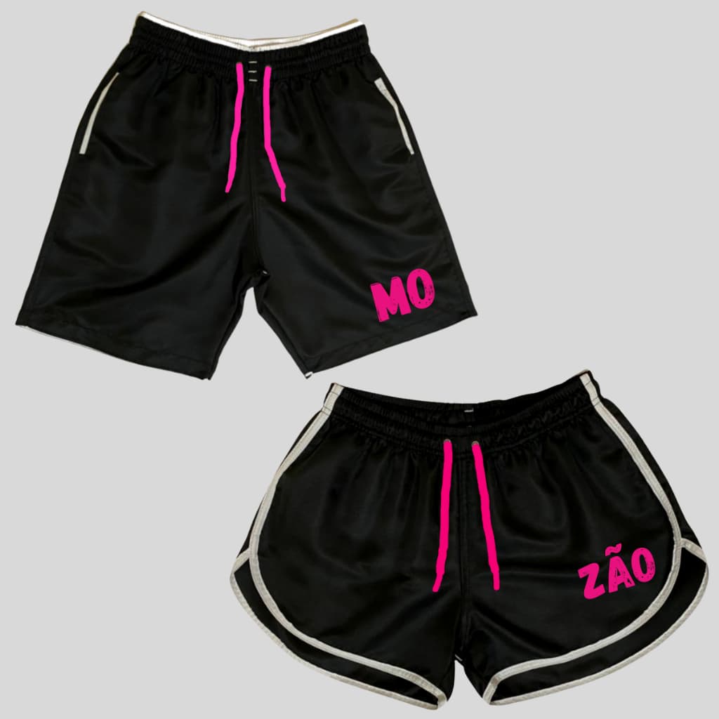 Kit Shorts Casais Conjunto Mozão Namorados Cordão Colorido Lançamento