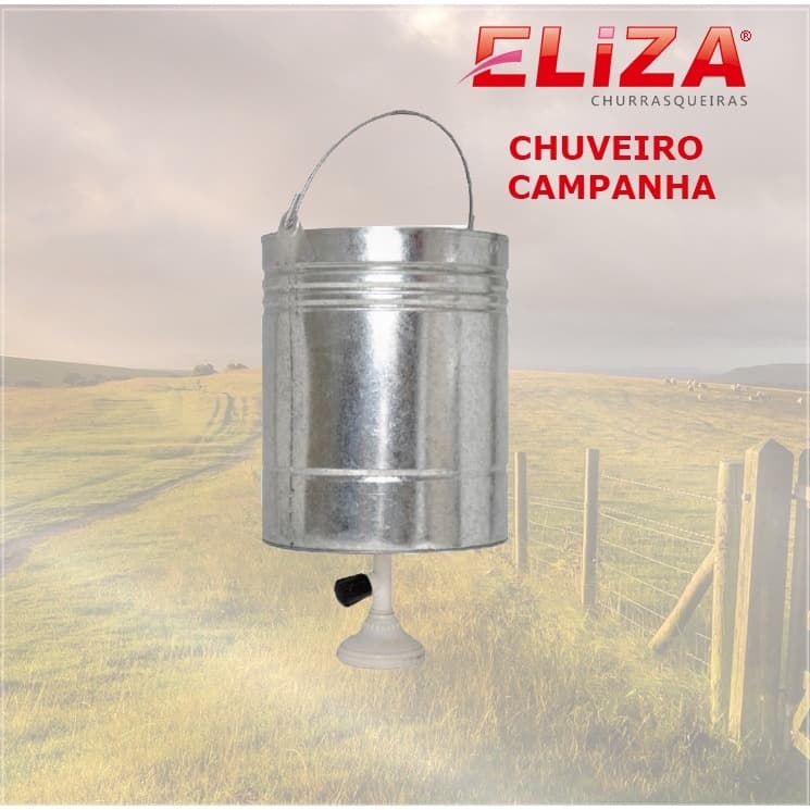 Balde Chuveiro Campanha Antigo Caipira ducha Acampamento 15 Litros galvanizado