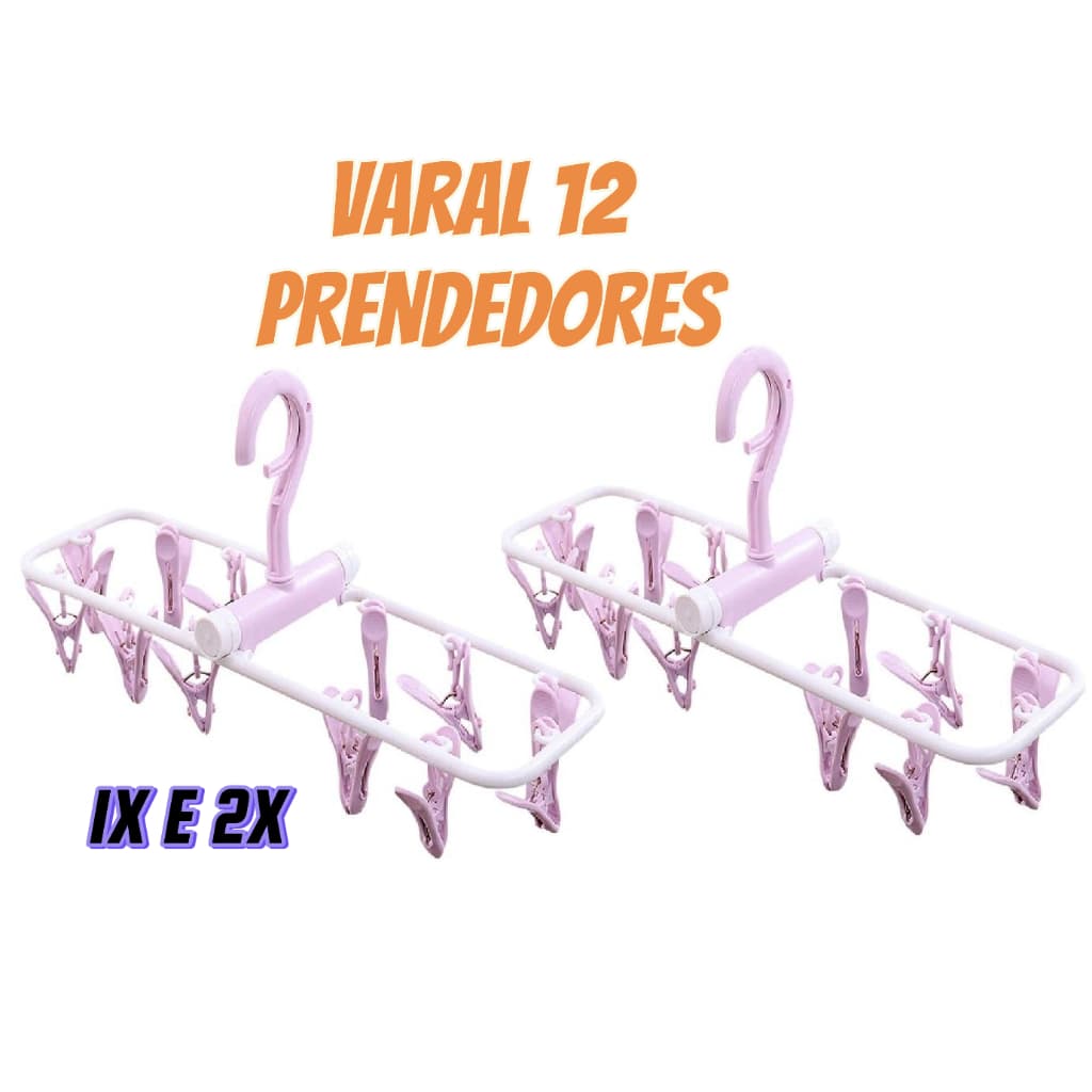 Varal Retangular 12 Prendedores Multiuso Resistente Dobravel Portatil