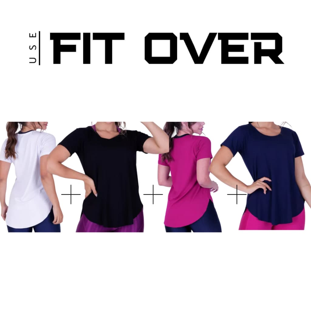 kit 4 blusas tapa bumbum com manga curta fitness academia básica