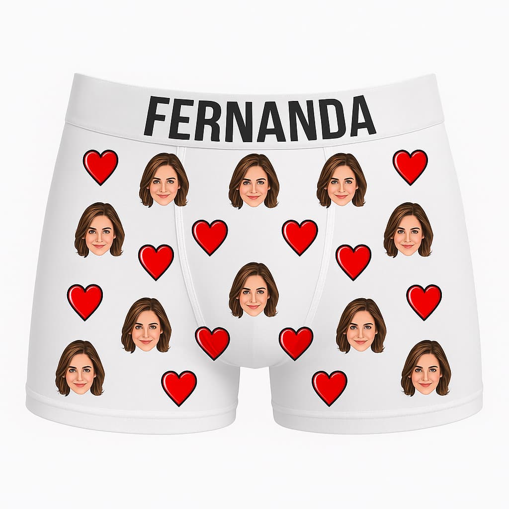 Cueca Personalizada com Foto e Nome – Presente Engraçado para o Dia dos Namorados ❤️