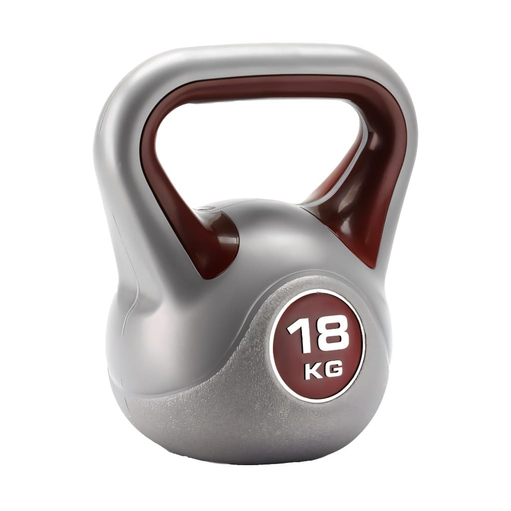 Kettlebell 18kg Emborrachado Alça Ergonômica Funcional Musculação Cinza Marrom JustGoFit