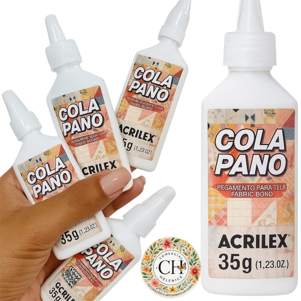 Cola Pano 35G e 100G Acrilex cola para tecido costura falsa e barra de calça envio imediato