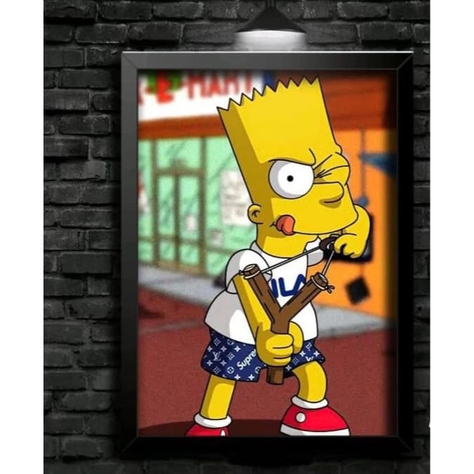 Quadro Decorativo - Bart Com O Estilingue Na Mão - The Simpsons - Família Simpsons - Desenho - Séries E Filmes